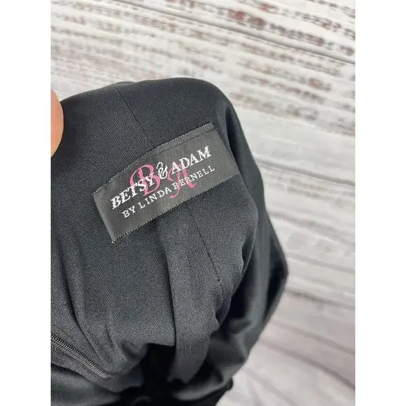 Betsy & Adam Dress Women's Small Black Velvet Halter Mini Rhinestone Strap Party - Picture 4 of 7